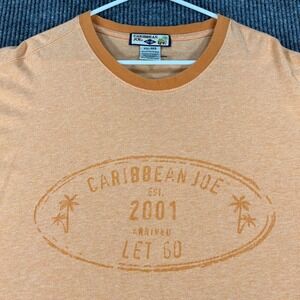 Caribbean Joe Shirt Mens 2XL XXL Orange Short Sleeve Lightweight Casual Outdoor